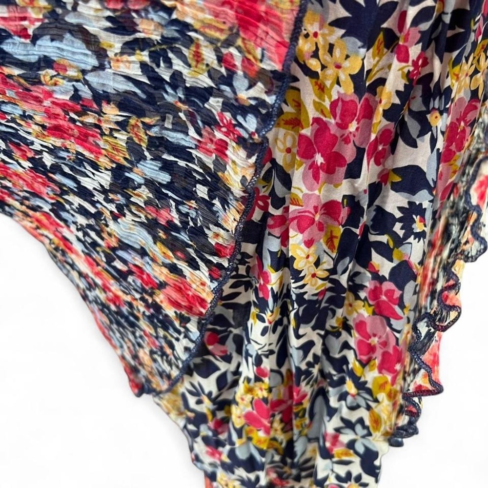 Sundance multicolored cotton floral crinkle midi dress elastic waist PS - Picture 7 of 8